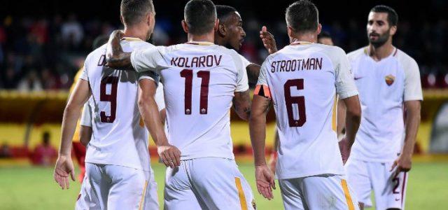 Dzeko_Kolarov_Strootman_Roma_bianca_lapresse_2017