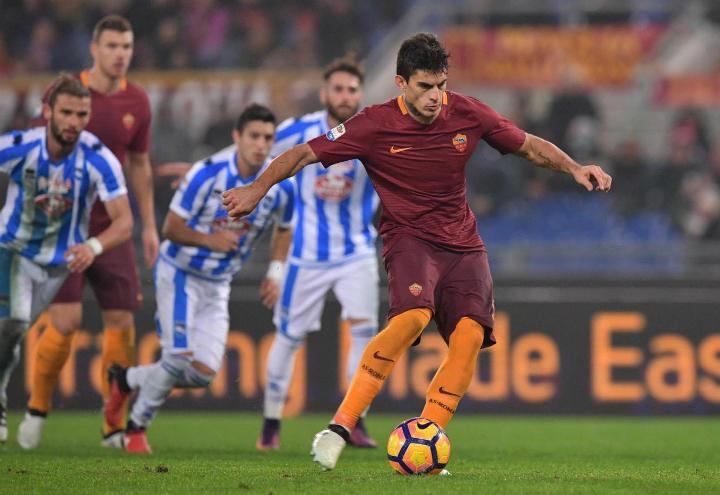 Perotti_rigore_Roma_Pescara_lapresse_2017