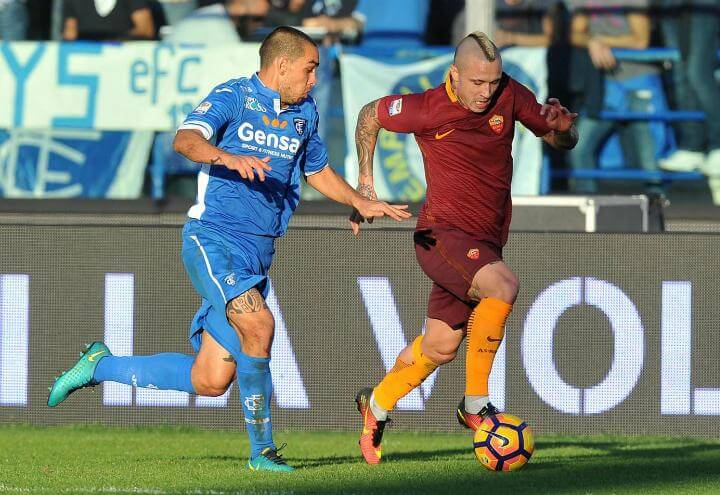 Bellusci_Nainggolan_Empoli_Roma_lapresse_2017