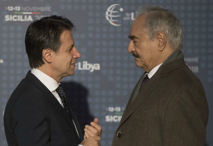 conte haftar palermo lapresse 2018
