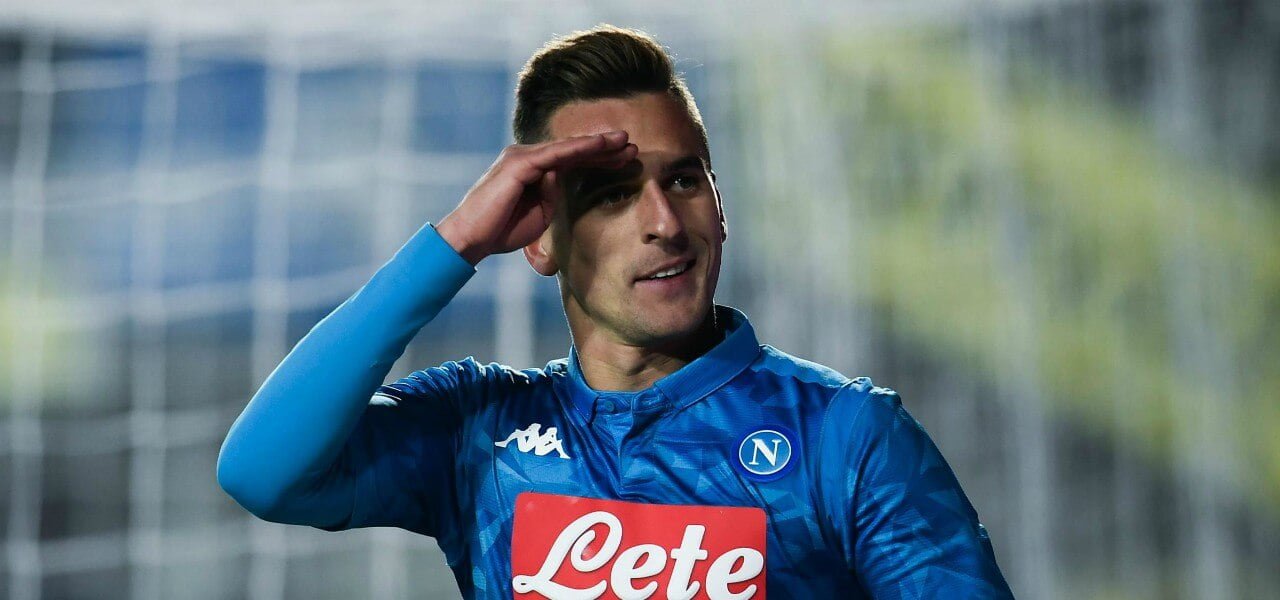 Milik gol esultanza Napoli Atalanta lapresse 2018