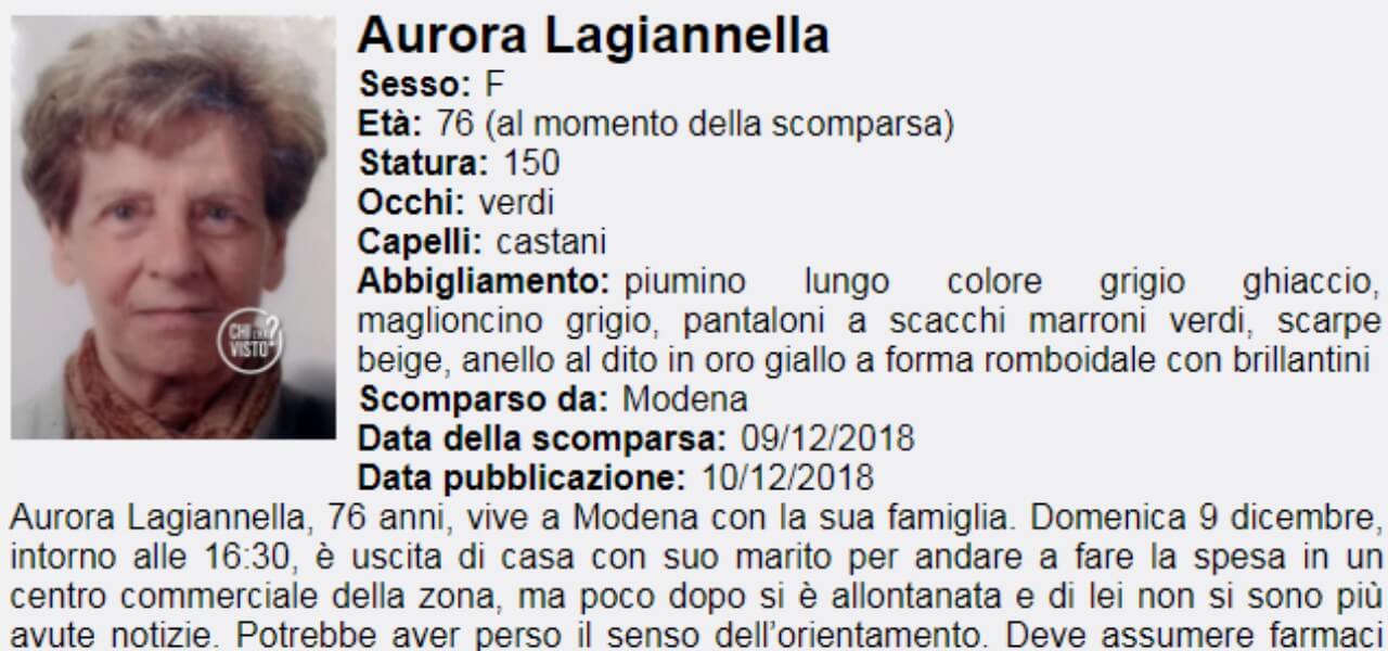 aurora lagiannella 2018 chi lha visto