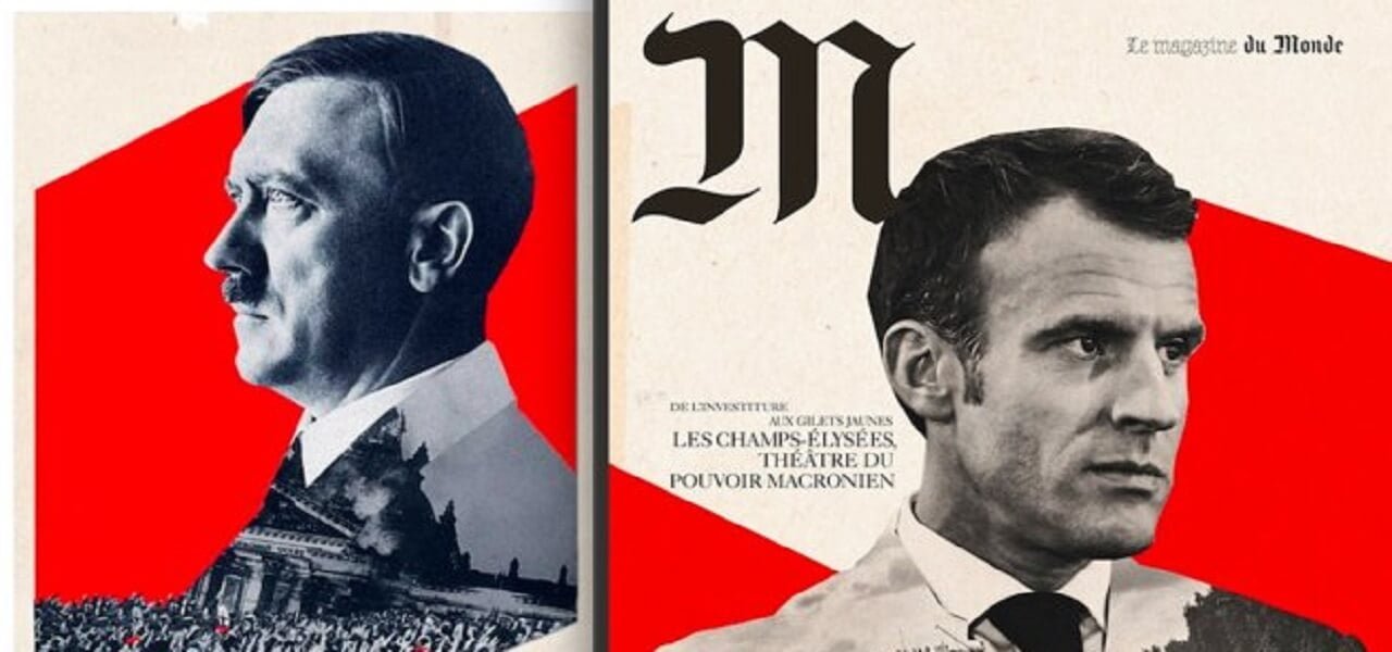 Macron come Hitler sul magazine di Le Monde (Twitter)