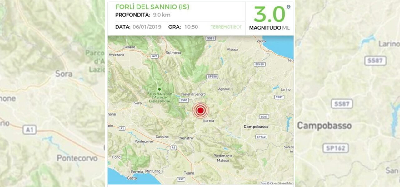 Terremoto Isernia di magnitudo 3.0