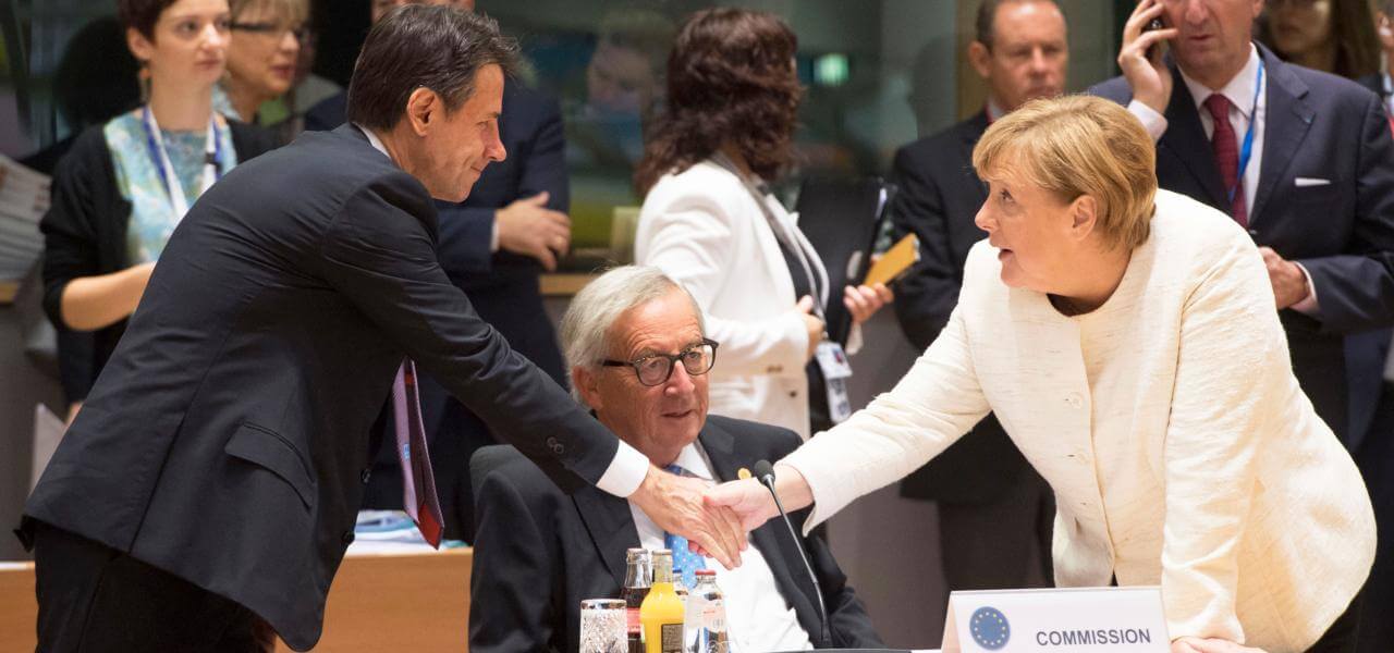 Conte, Juncker e Merkel