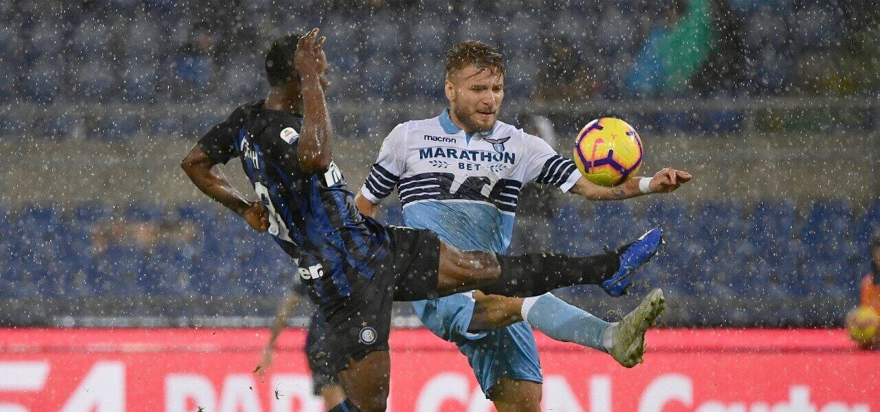 Asamoah Immobile Inter Lazio pioggia lapresse 2019
