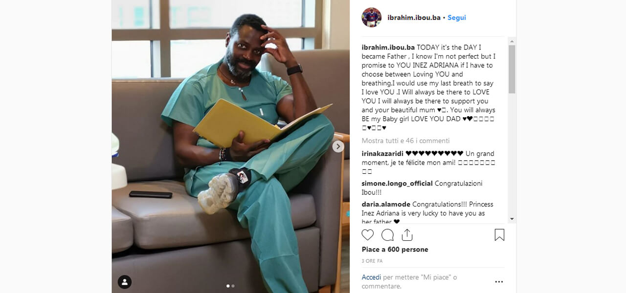Ibrahim Ba è diventato papà