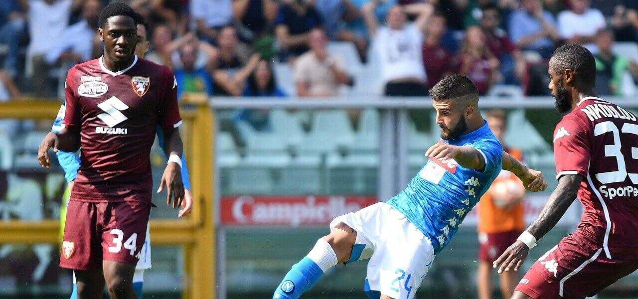 Insigne tiro Aina Nkoulou Napoli Torino lapresse 2019