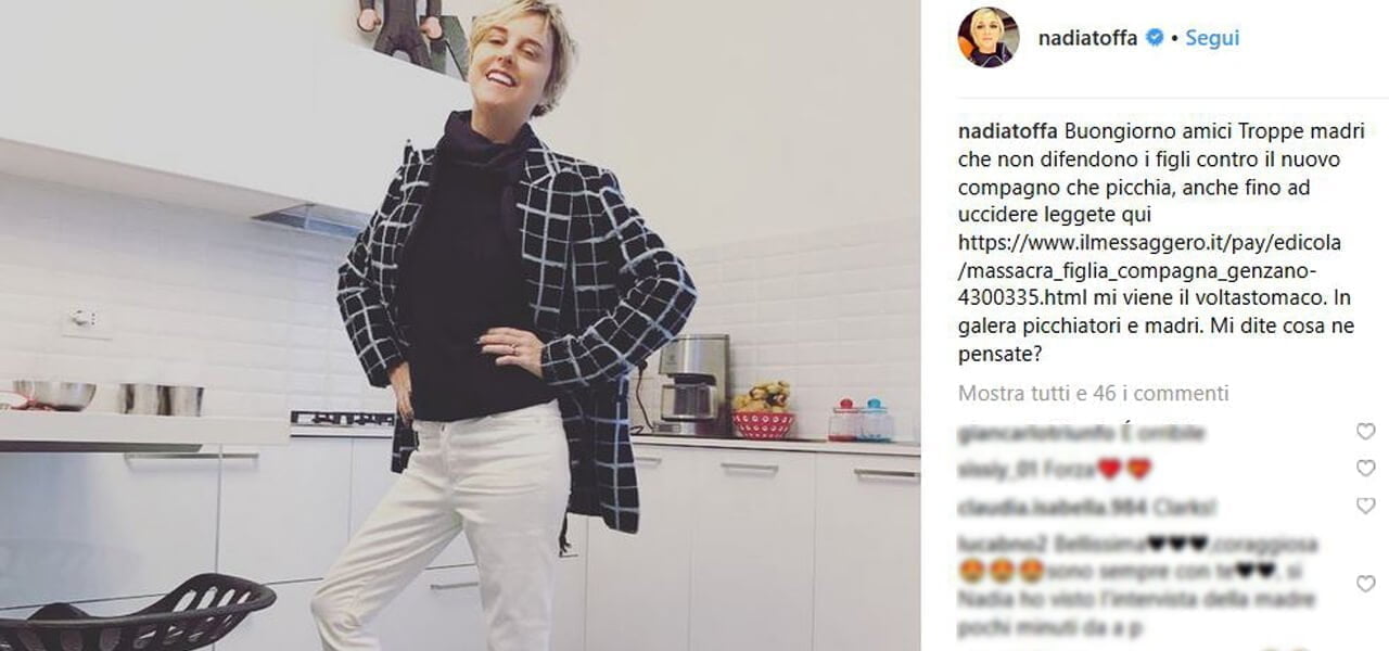 Nadia Toffa contro madre bimba massacrata