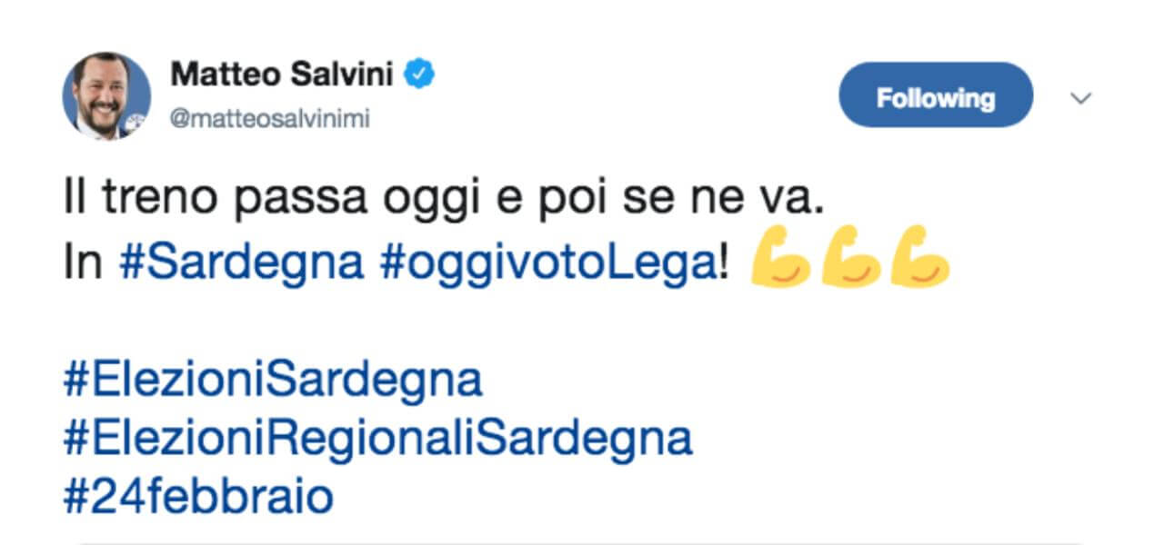 Il tweet di Salvini