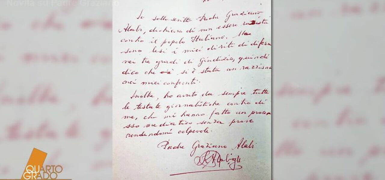 Lettera Ad Un Padre Assente Padre Graziano, lettera dal carcere/ Video, "Sentenza razzista, media