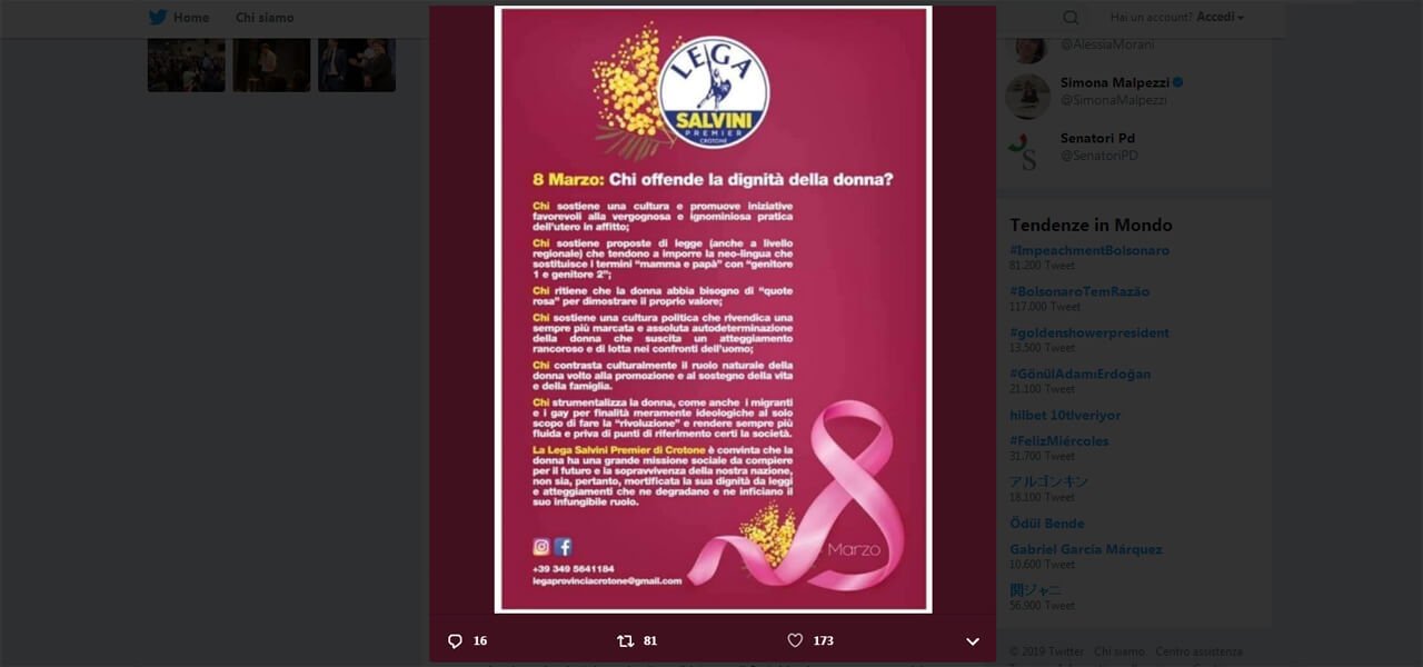 Volantino Lega festa della donna