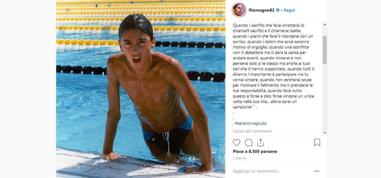 Filippo Magnini, foto su Instagram