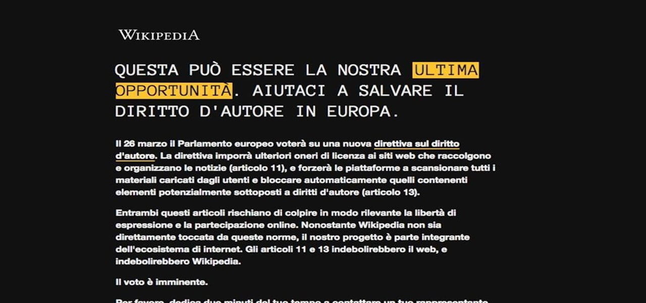 wikipedia italia sito oscurato