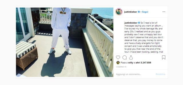 Justin Bieber lascia la musica