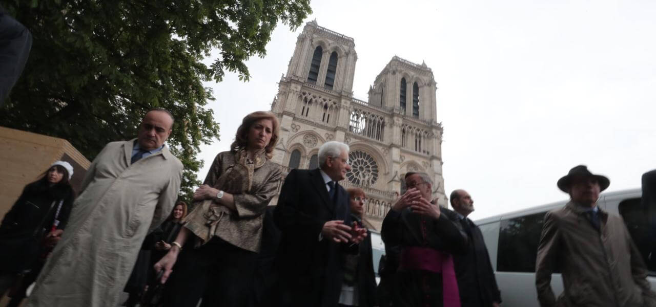 Mattarella e Bonisoli a Notre Dame