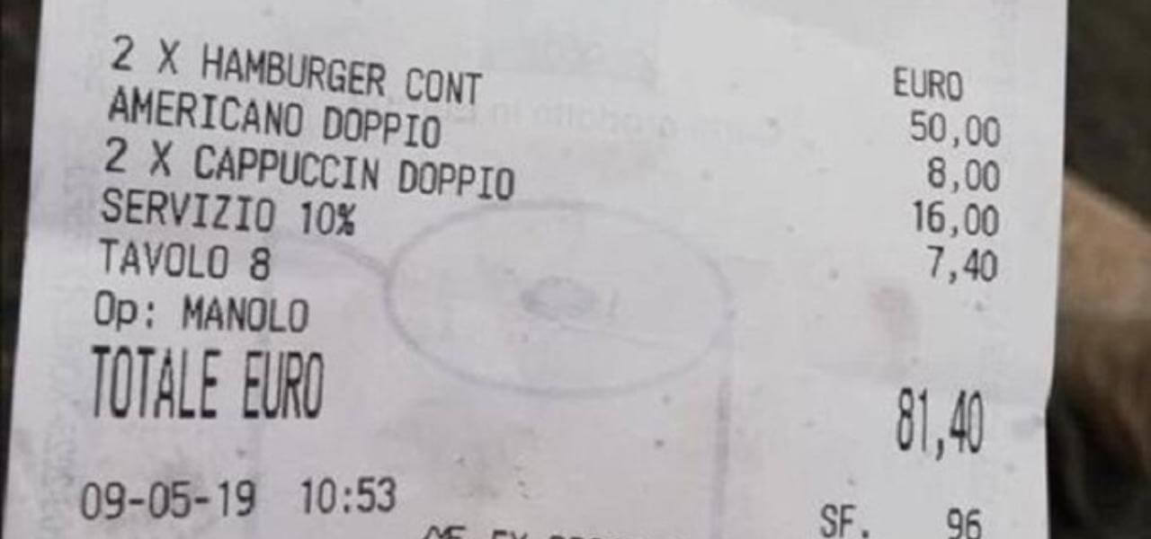 Scontrino choc a Roma