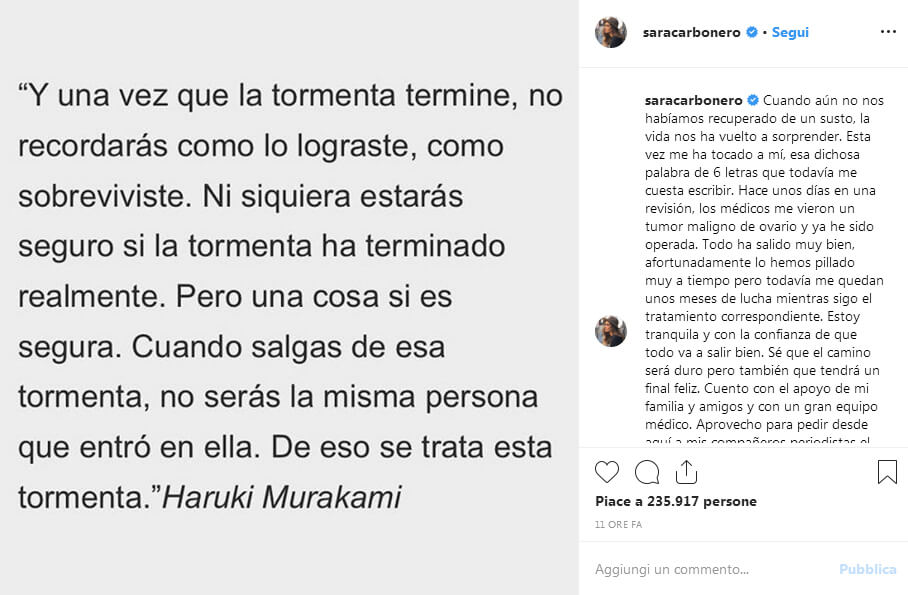 L'annuncio della Carbonero (Ig)