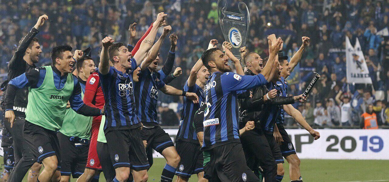 Atalanta gruppo festa Champions lapresse 20919