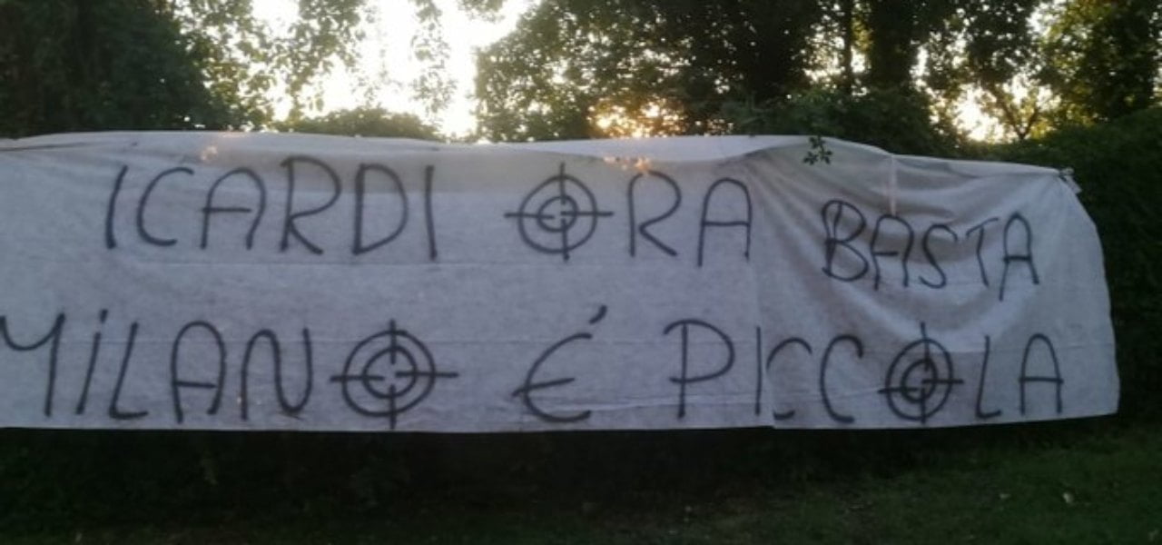 striscione icardi minacce tw
