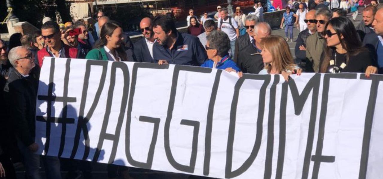 Sit-in Salvini vs Raggi