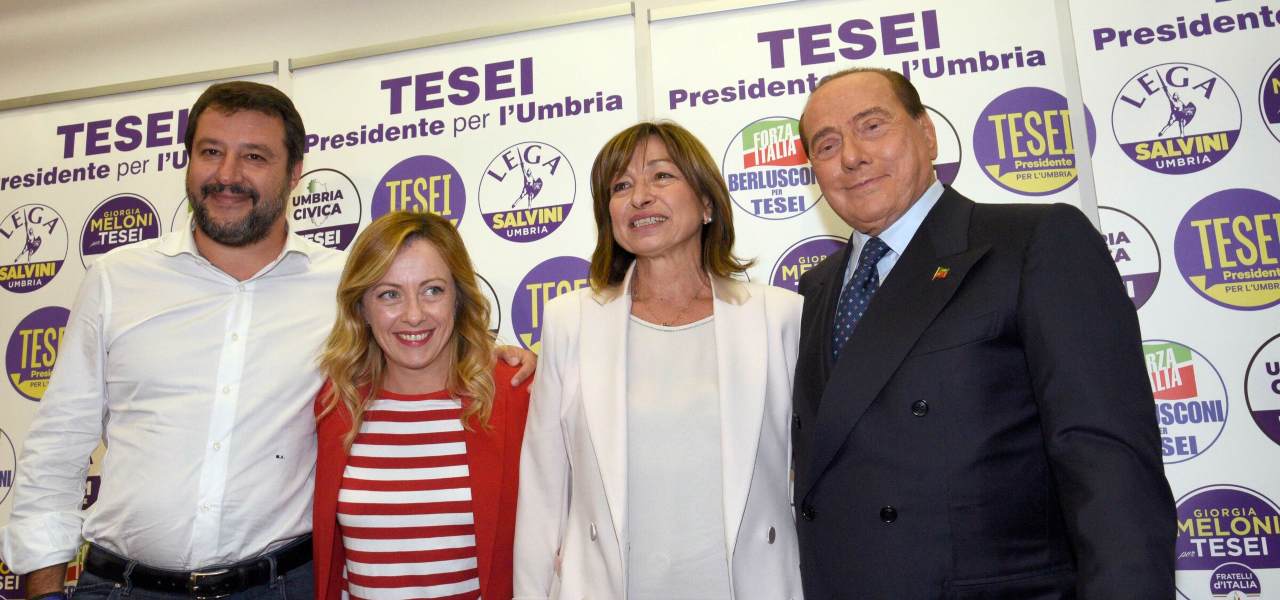 Salvini, Meloni, Berlusconi, Tesei