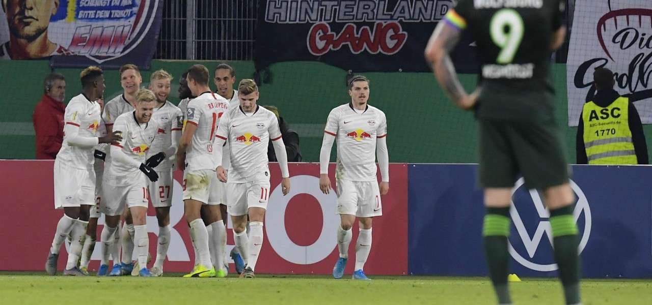 Lipsia esultanza Wolfsburg lapresse 2019