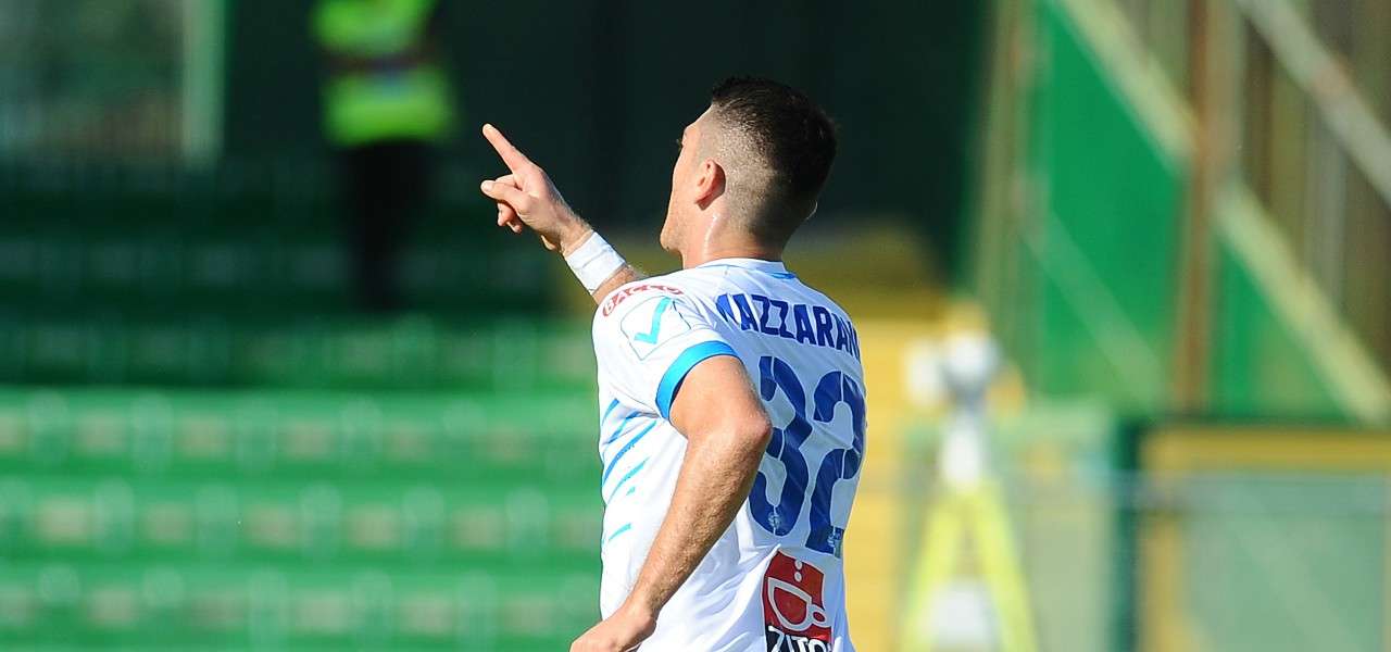 L'esultanza di Andrea Mazzarani, giocatore del Catania (Foto LaPresse)
