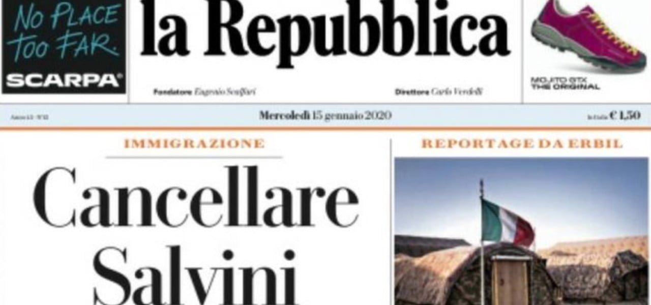 Titolo Repubblica vs Salvini
