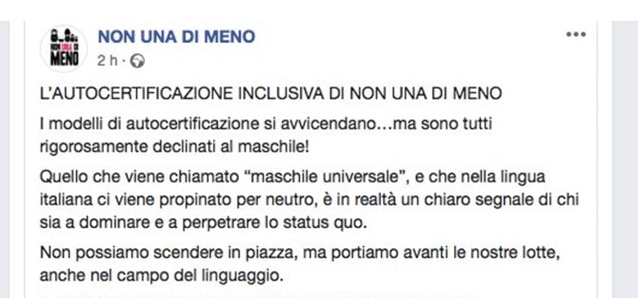 "Non una di meno": l'autocertificazione inclusiva