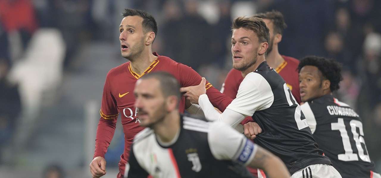 Rugani Kalinic Bonucci Cuadrado Juventus Roma lapresse 2020