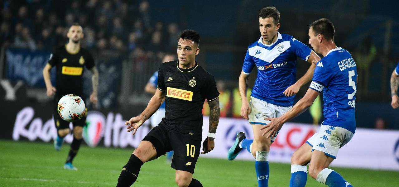 Lautaro Martinez Gastaldello Inter Brescia lapresse 2020