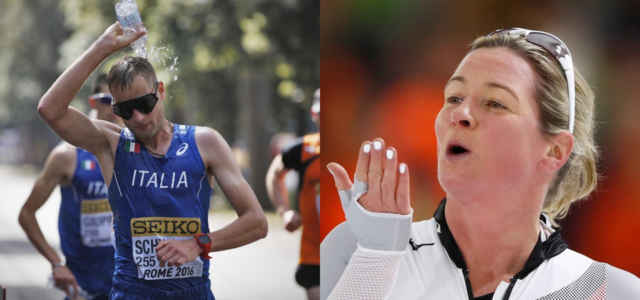 Alex Schwazer e Claudia Pechstein (Foto Lapresse)