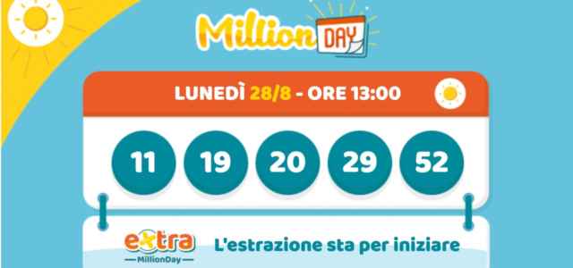 MILLION DAY, NUMERI VINCENTI ED EXTRA/ Estrazione Di Oggi Lunedì 28 ...